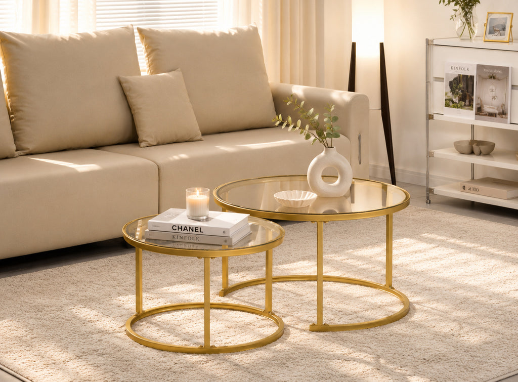 IF-2612 2-Piece Coffee Table Set (Gold)