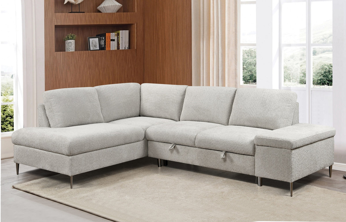 IF-9023 LHF Sofa Bed Sectional (Grey Boucle)