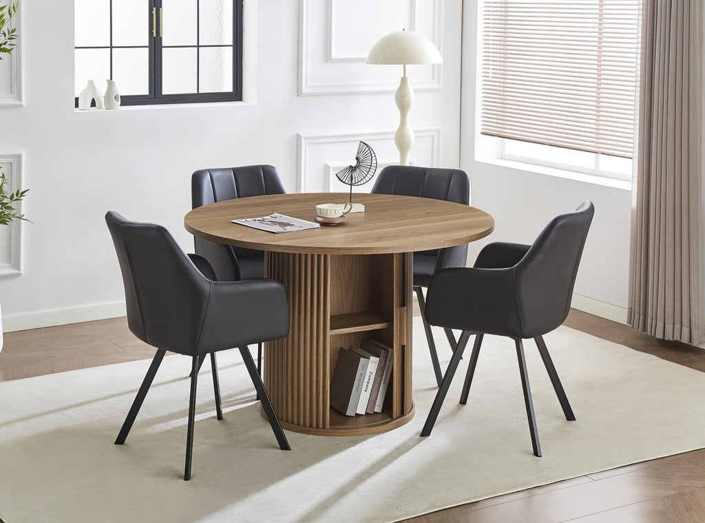 T-1408 / C-1413 5-Piece Dining Set (Black PU)