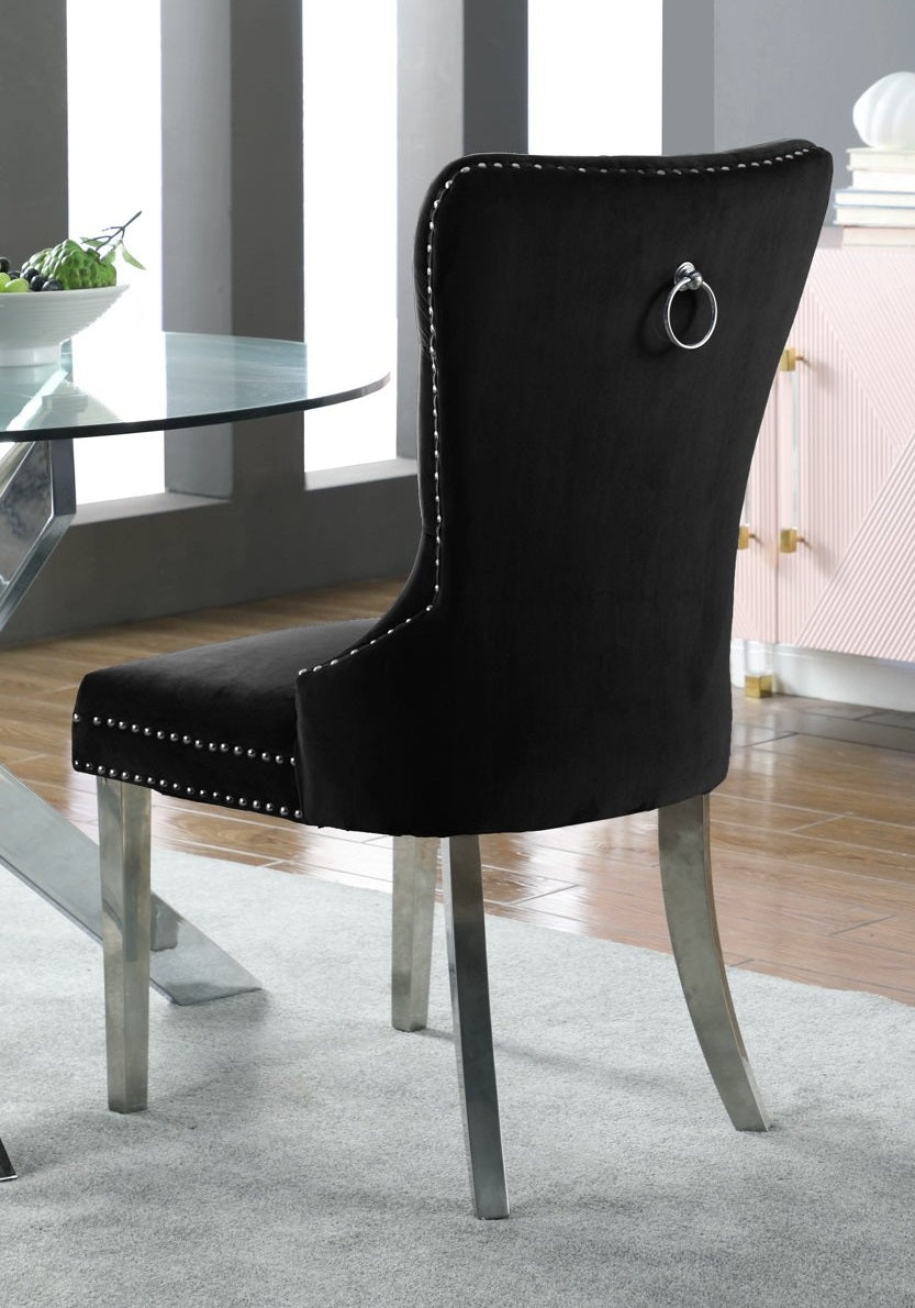 C-1261 Dining Chair (Black Velvet) (Set of 2)