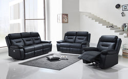 IF-8110 Power Recliner Sofa Set (Black Leather Match)