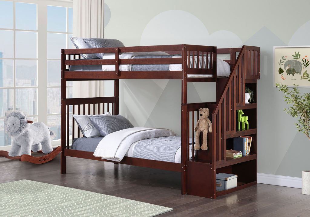 B 1845 39"/39" Bunk Bed (Espresso, Reversible stairs)