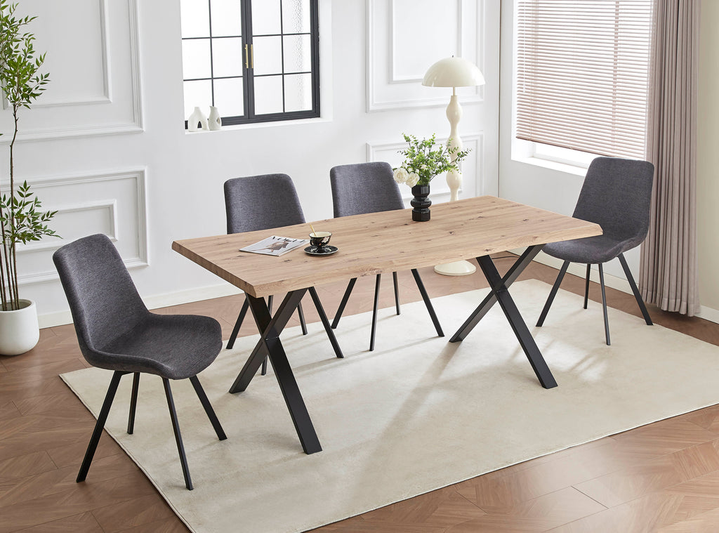 T-1808 / C-1820 7-Piece Dining Set (Grey Fabric)
