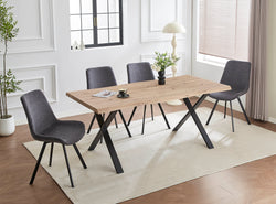 T-1808 / C-1820 7-Piece Dining Set (Grey Fabric)