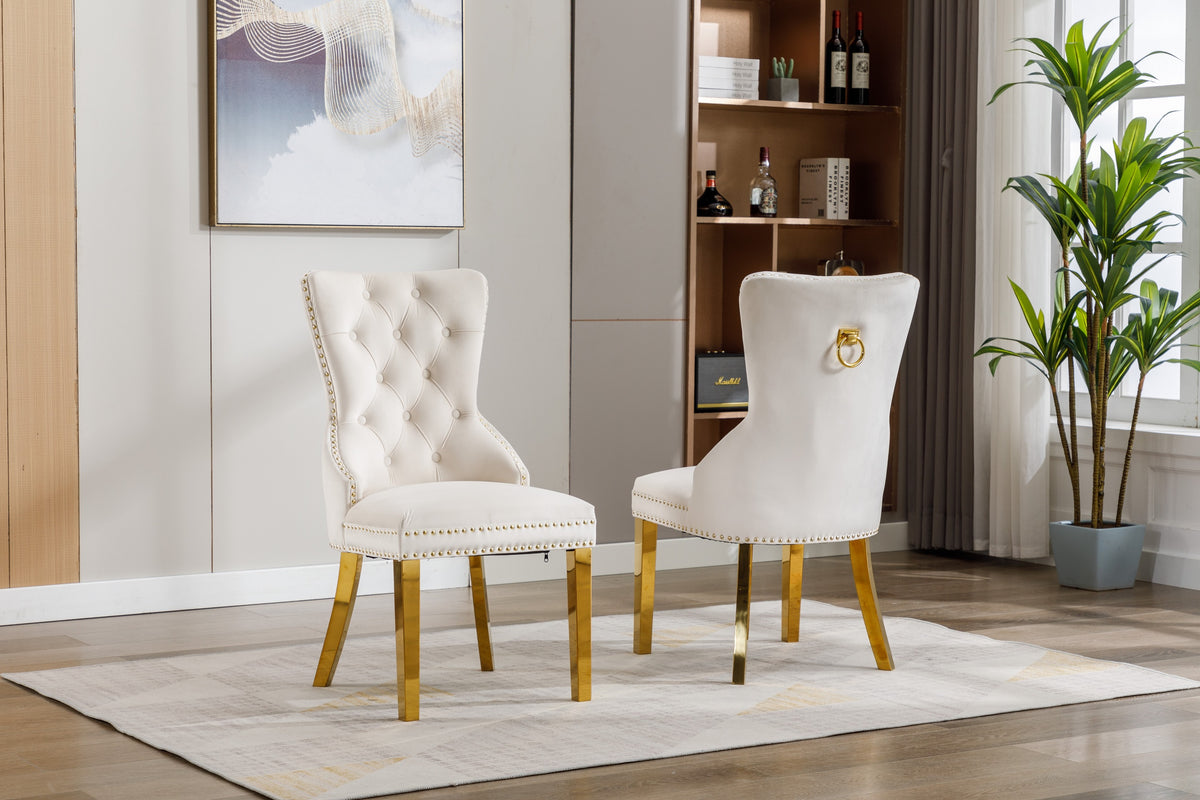 C-1453 Dining Chair (Crème Velvet) (Set of 2)
