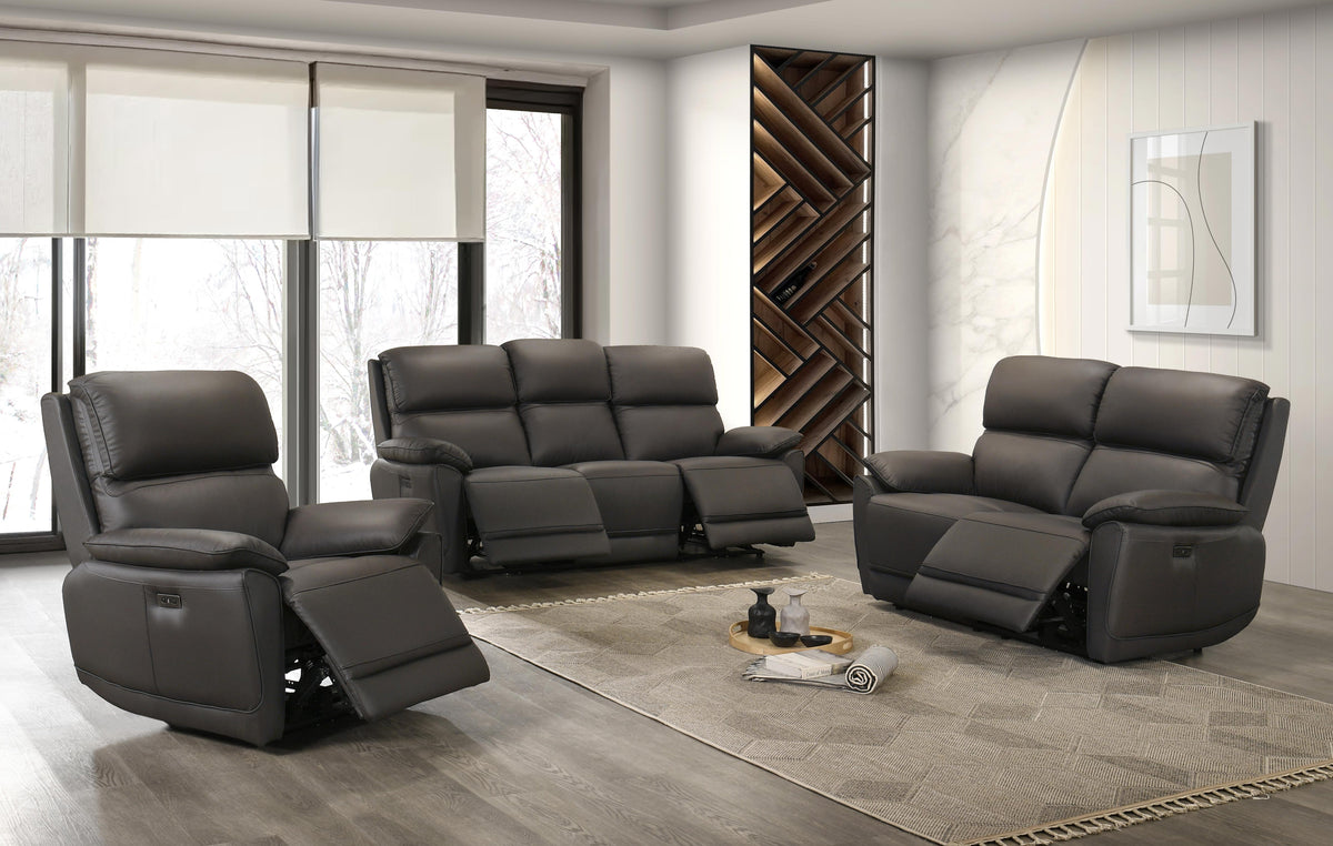 IF-8170 Power Recliner Sofa Set (Brown Leather Match)