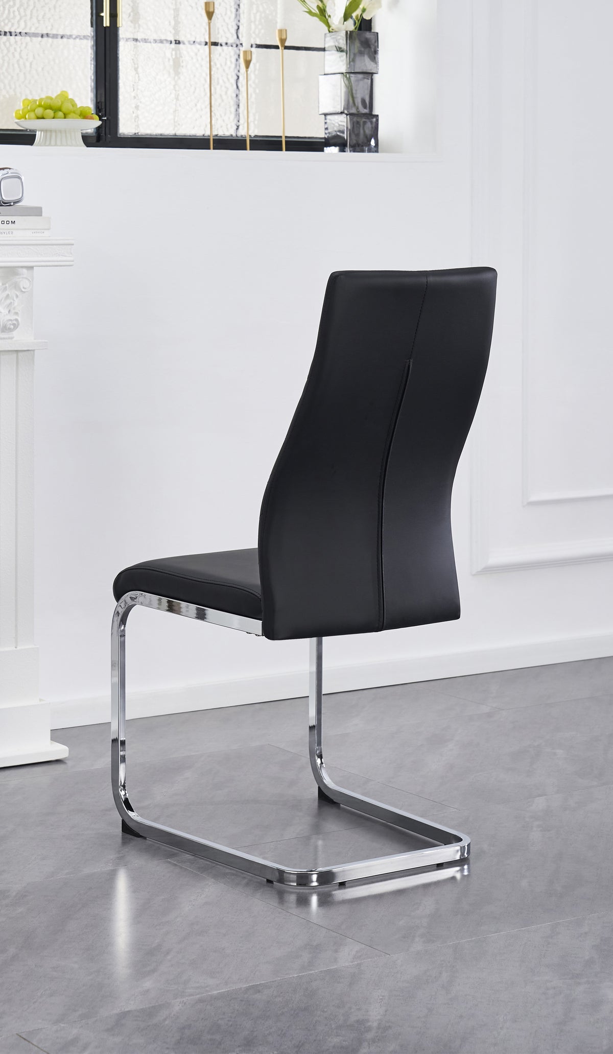 C-1579 Dining Chair (Black PU, Honey Comb) (Set of 2)