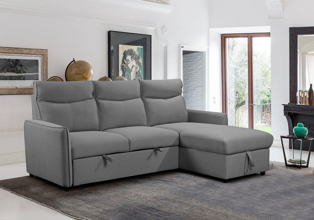 IF-9027 Sofa Bed Sectional with Reversible Chaise (Grey Fabric)