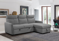 IF-9027 Sofa Bed Sectional with Reversible Chaise (Grey Fabric)