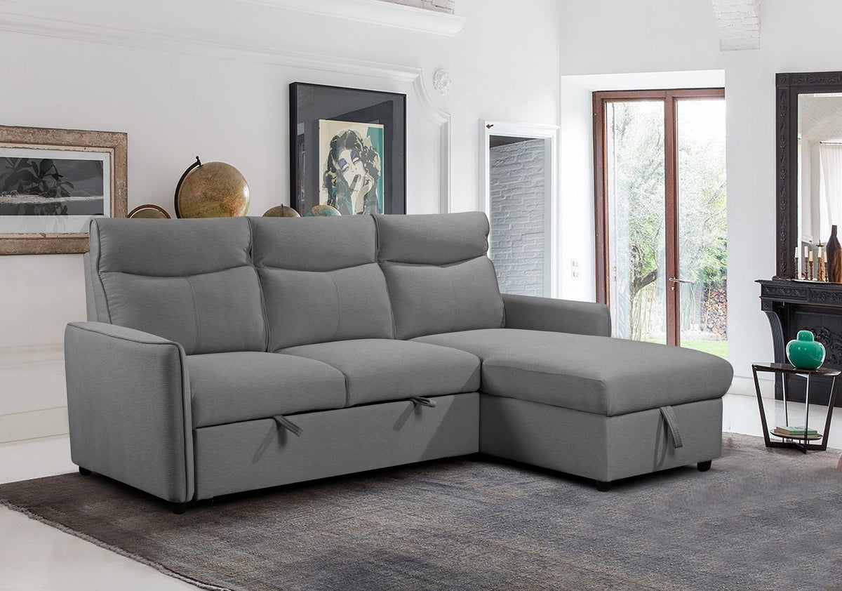 IF-9027 Sofa Bed Sectional with Reversible Chaise (Grey Fabric)