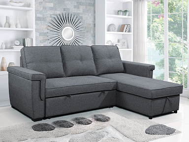 IF-9040 Sofa Bed Sectional with Reversible Chaise (Grey Fabric)