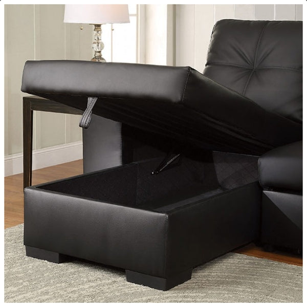 IF-9032 Sofa Bed Sectional with Reversible Chaise (Black PU)