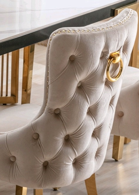 C-1285 Dining Chair (Crème Velvet) (Set of 2)