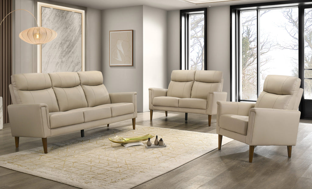 IF-8012 Stationary Sofa Set (Beige Leather Match)