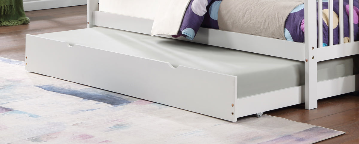 B 1892 39"/39" Bunk Bed (White, LHF Stairs)