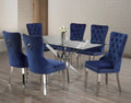 T-1448 / C-1262 7-Piece Dining Set (Blue Velvet)