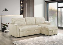 IF-9026 Sofa Bed Sectional with Reversible Chaise (Crème Fabric)