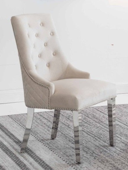 C-1253 Dining Chair (Crème Velvet) (Set of 2)