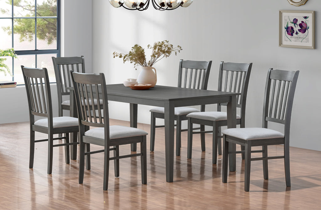 T-1030 / C-1031 7-Piece Dining Set (Grey Fabric)