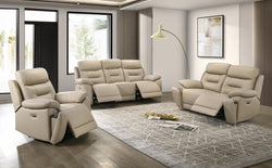 IF-8162 Power Recliner Sofa Set (Cream Leather Match)