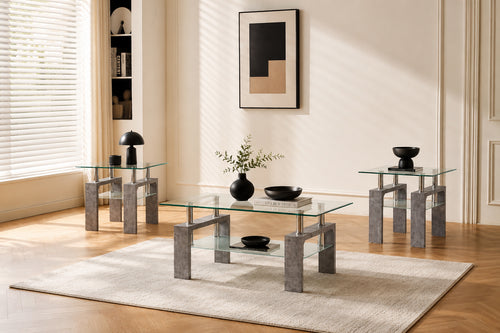 IF-2061 Coffee Table Set (Grey Faux Marble)