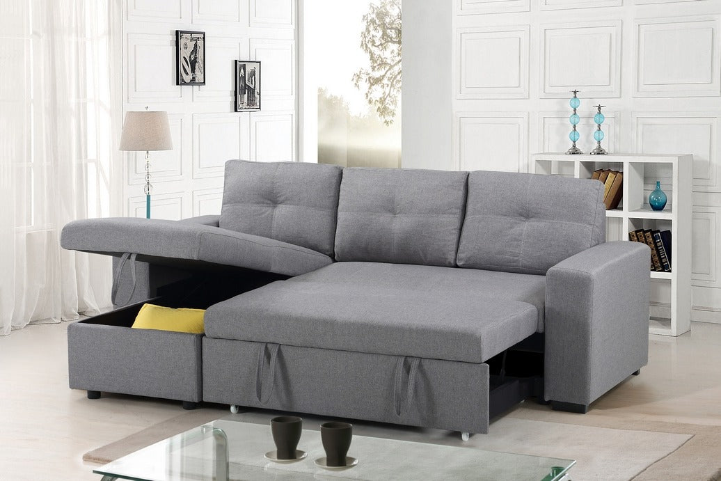 IF-9031 Sofa Bed Sectional with Reversible Chaise (Grey Fabric)