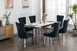 T-1274 / C-1261 7-Piece Dining Set (Black Velvet)