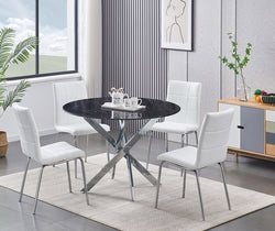 T-1446 / C-1761 5-Piece Dining Set (White PU)