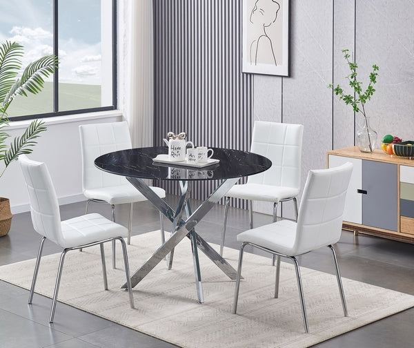 T-1446 / C-1761 5-Piece Dining Set (White PU)
