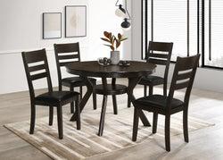 T-1085 / C-1091 5-Piece Dining Set (Black PU)