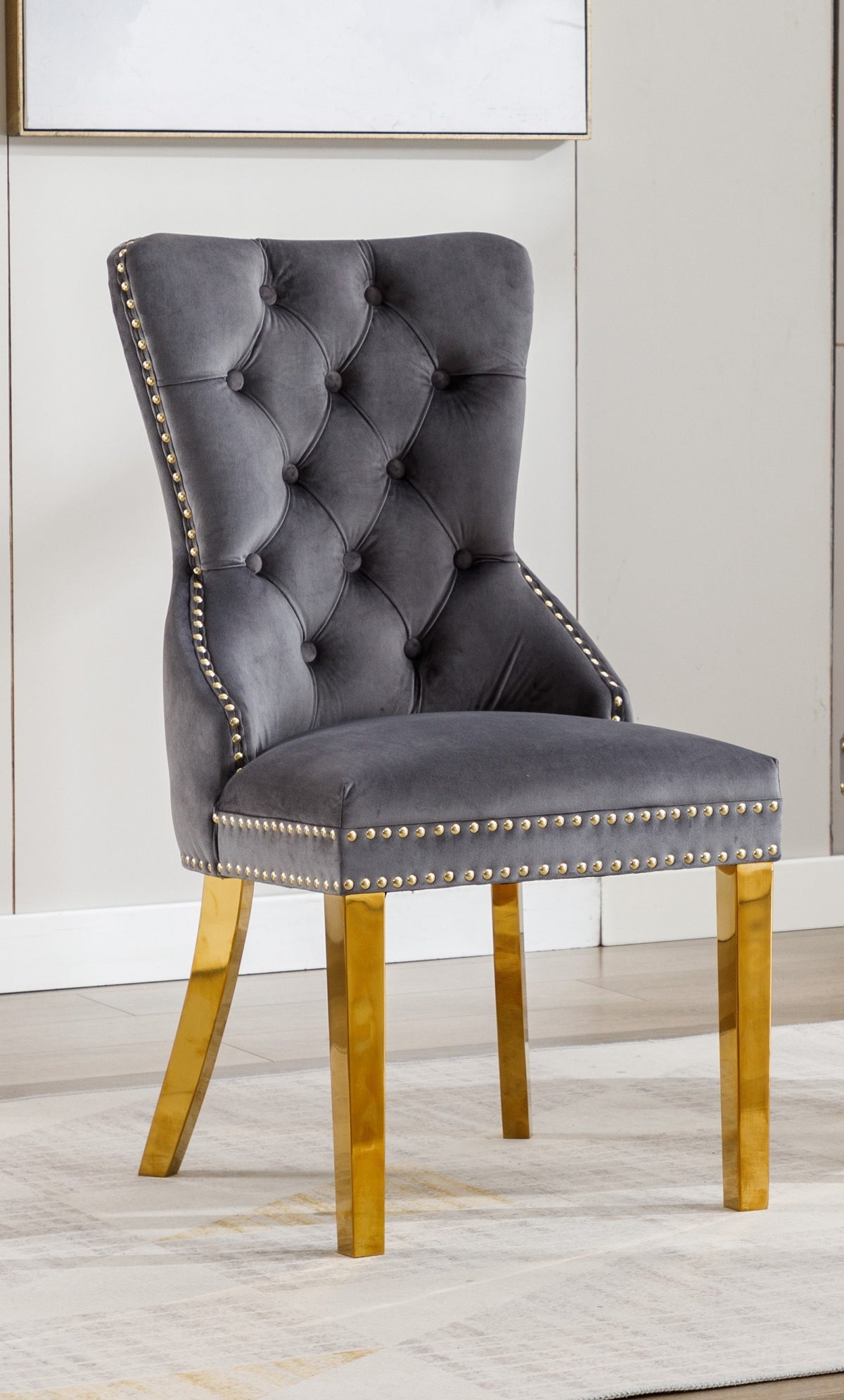 C-1450 Dining Chair (Grey Velvet) (Set of 2)