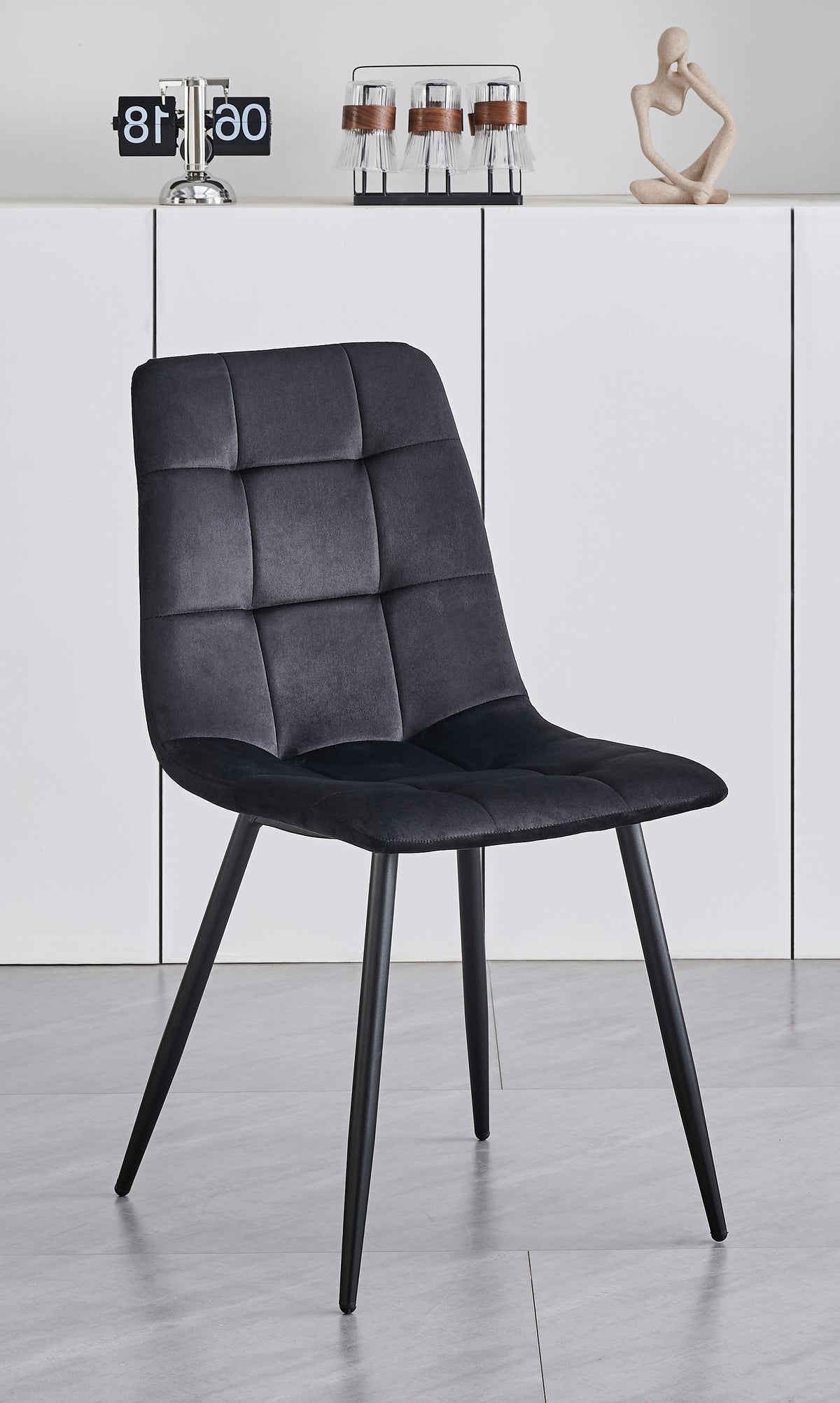C-1591 Dining Chair (Black Velvet) (Set of 2)