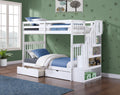 B 1847 39"/39" Bunk Bed (White, Reversible stairs)