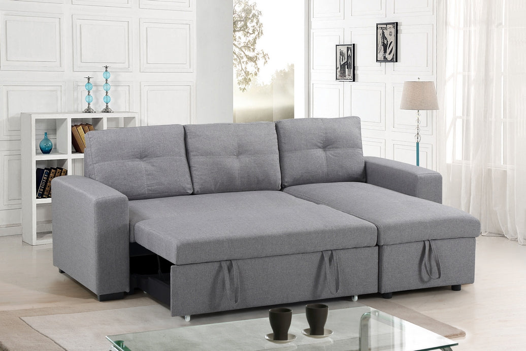 IF-9031 Sofa Bed Sectional with Reversible Chaise (Grey Fabric)