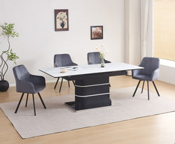 T-1410 / C-1412 7-Piece Dining Set (Dark Grey)