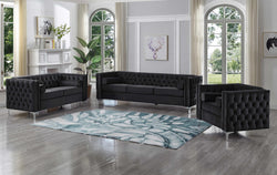 IF-8007 Stationary Sofa Set (Black Velvet)