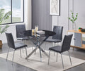 T-1446 / C-1762 5-Piece Dining Set (Grey PU)