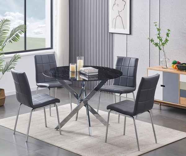 T-1446 Dining Table (Black Marble)