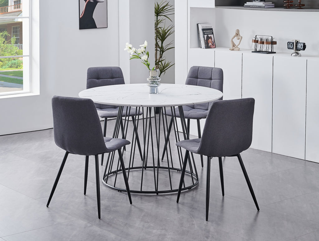 T-1590 / C-1593 5-Piece Dining Set (Grey Fabric)