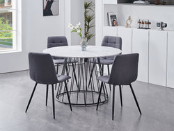 T-1590 / C-1593 5-Piece Dining Set (Grey Fabric)