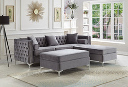 IF-9280 Sectional with Reversible Chaise (Grey Velvet)