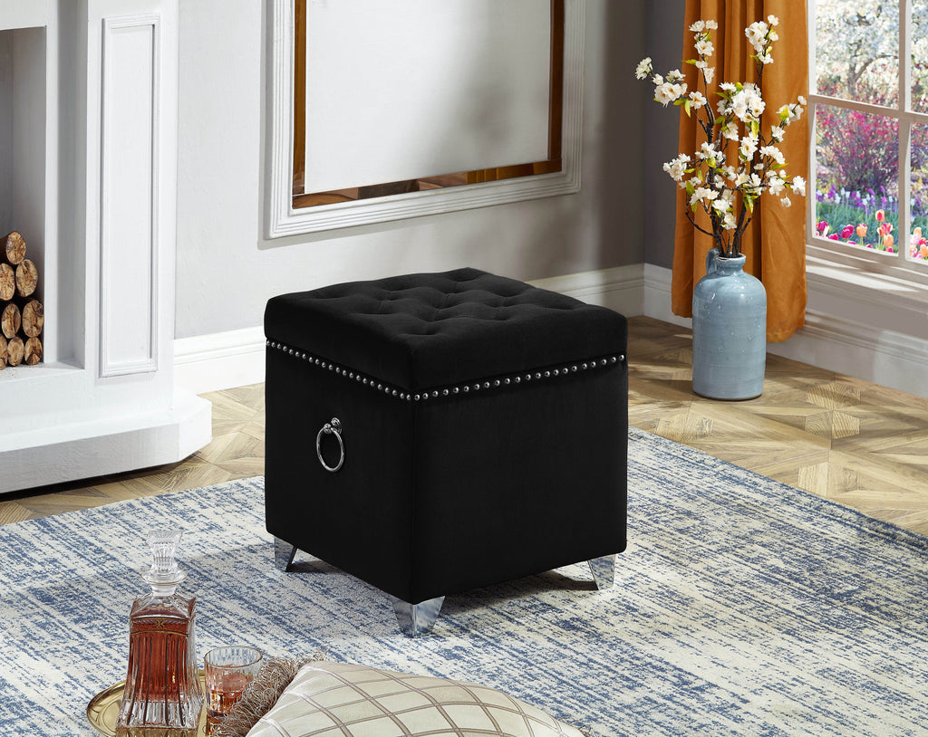 IF-6296 Ottoman (Black Velvet)