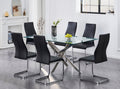 T-1448 / C-1574 7-Piece Dining Set (Black PU, Diamond)