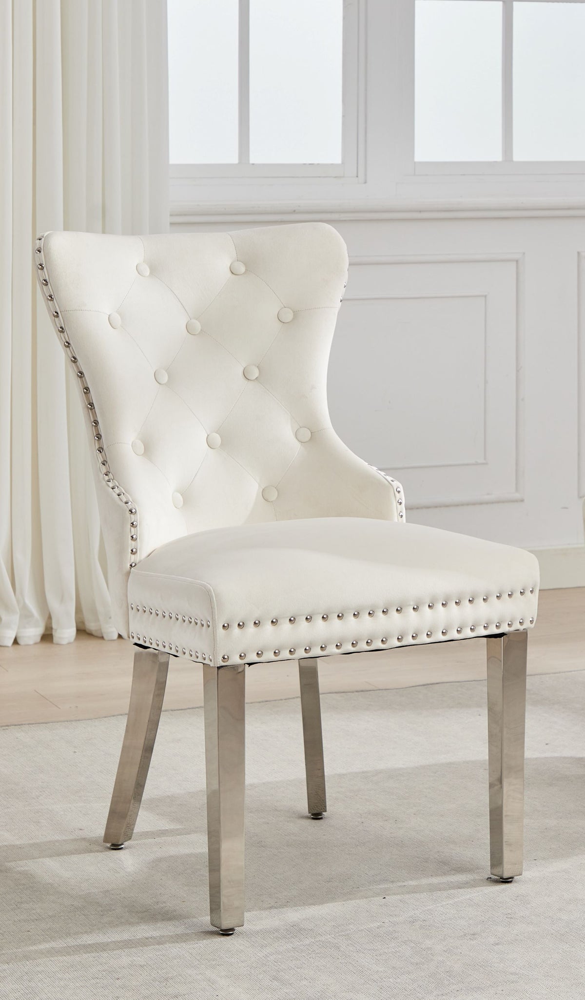 C-1248 Dining Chair (Crème Velvet) (Set of 2)