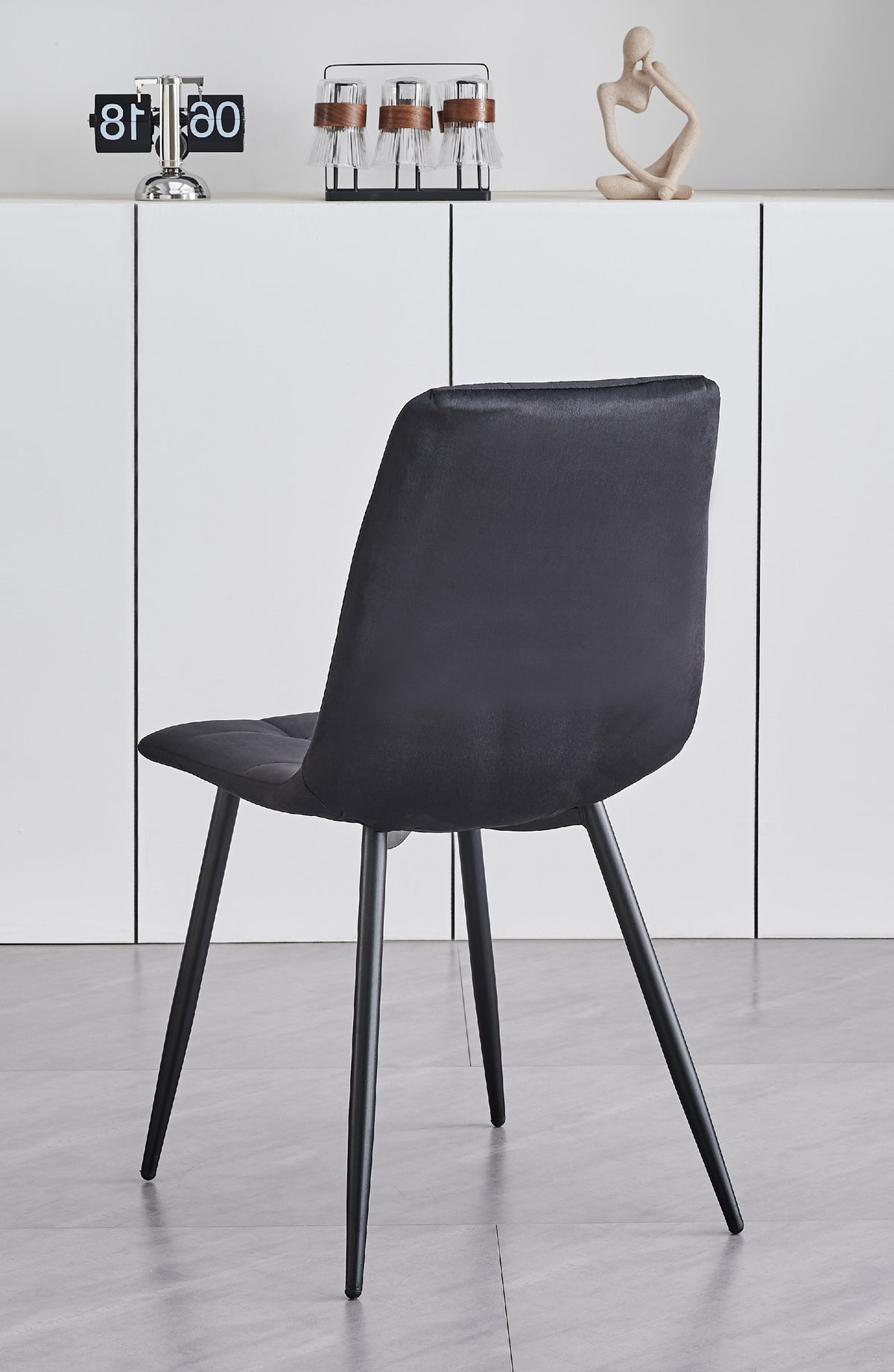 C-1591 Dining Chair (Black Velvet) (Set of 2)