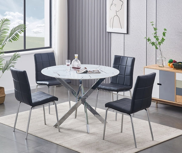 T-1445 Dining Table (White Marble)