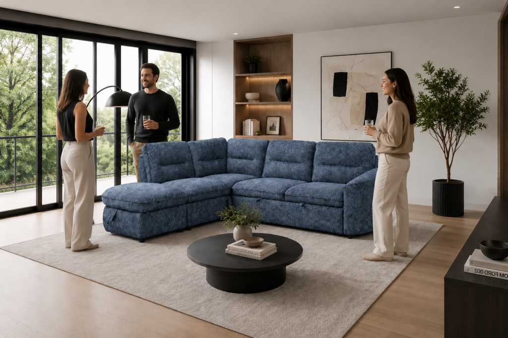 LHF Sectional Sleeper (Blue)