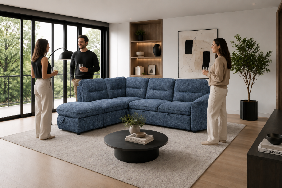 LHF Sectional Sleeper (Blue)
