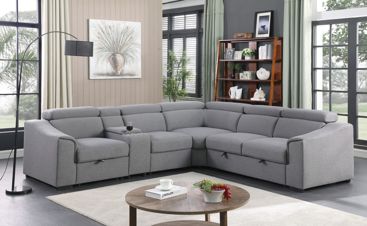 Emmett RHF Sectional Sofa Bed (Grey)