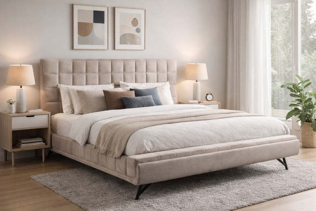 King Platform Bed (Beige)